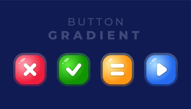 set of four buttons ui game gradient color