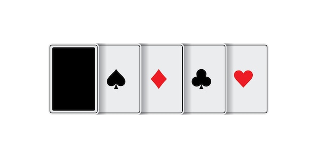 Set of four poker hand four aces hearts spade diamond and club playing cards suits logo vector des