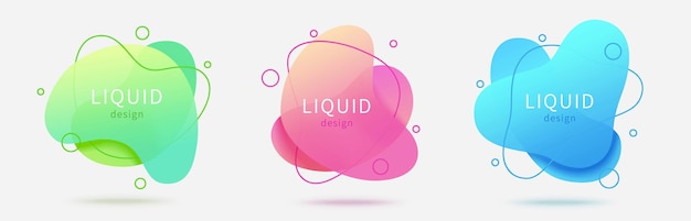 Set of futuristic fluid label