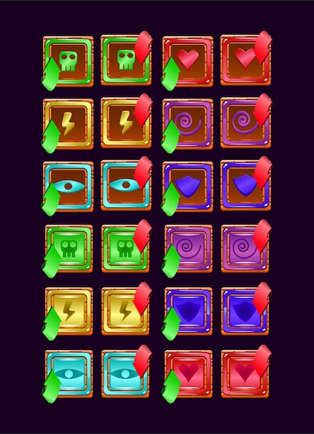 set of game ui wooden jelly magic power up
