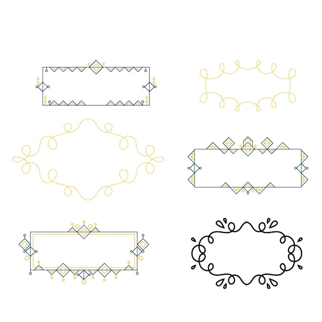 Set of geometric frames with wreath in lineal style Vector collection icon illustration