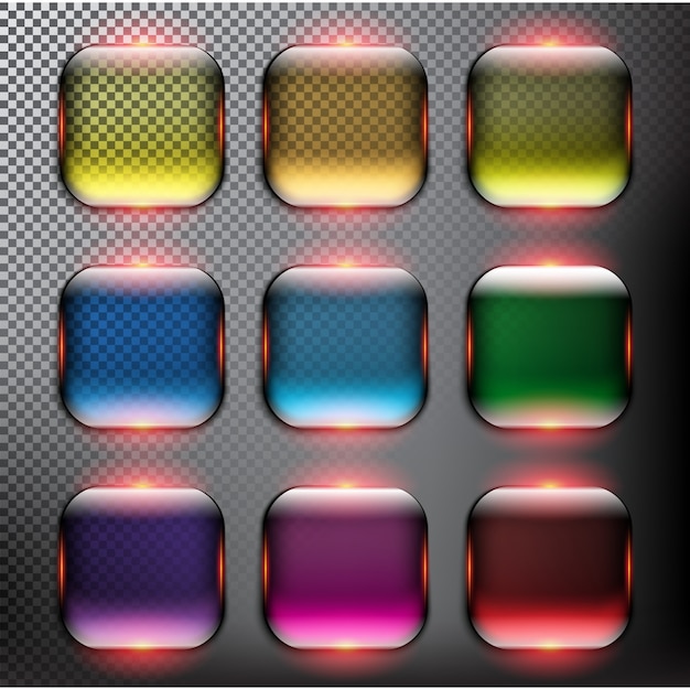 Set of glass buttons