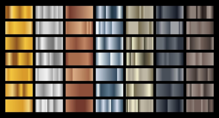 Vektör set of gold silver bronze steel texture background steel background texture steel metal background templates metal gradient collection vector illustration