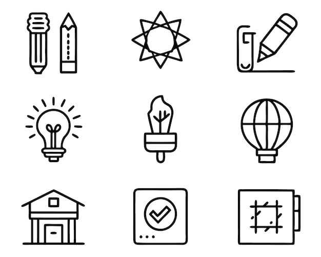 set of graphics design icon illustration creative digital art line abstract background