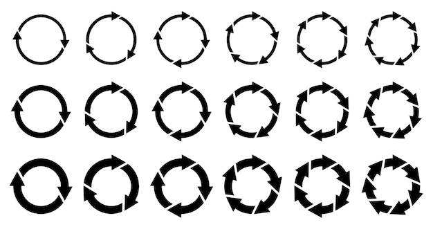 Set of green vector arrows circular design elements
