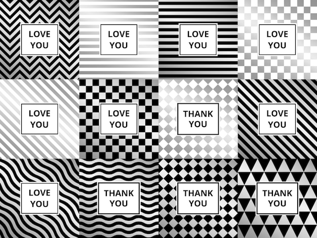 set of greeting cards geometric abstract silver zigzag striped wave triangle and chess pattern