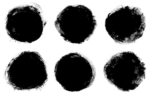 Set of grunge round brush stroke frames