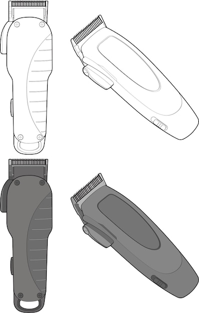 set of hair clipper machine vector art style hairdresser professional tool vector art illustration isolated for coloring book