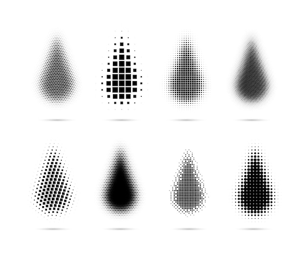 set of halftone dots gradient pattern texture isolated on white background