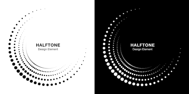Set of Halftone incomplete circle frame dots logo.