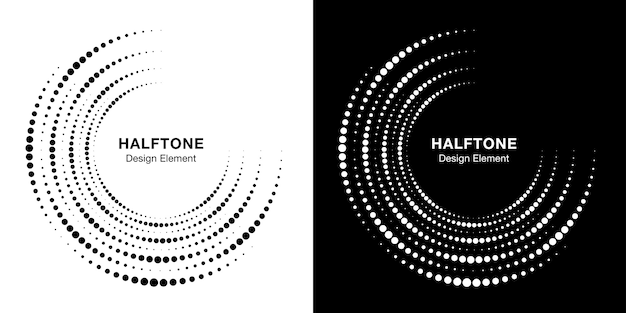 Set of Halftone incomplete circle frame