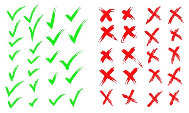 set of hand drawn check mark