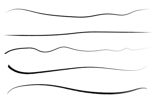 Set of hand drawn marker line vector illustration design element grunge strokes doodle underline