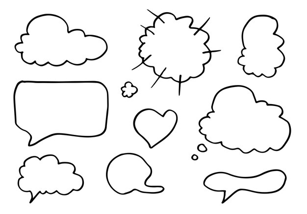 Set of hand drawn sketch Speech bubbles Vector illustration