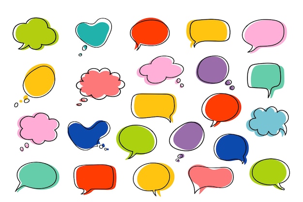 Set of hand drawn speech bubbles for design