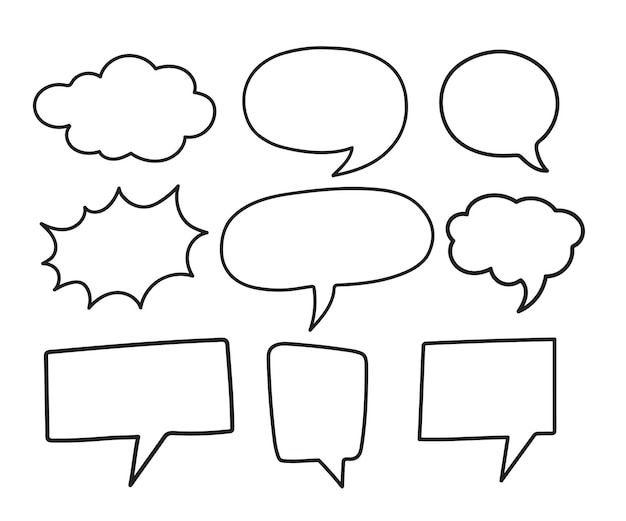 set of hand drawn speech bubbles vector illustration