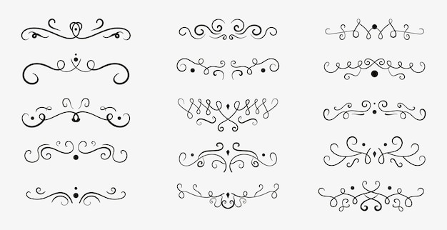 Set of hand drawn text dividers