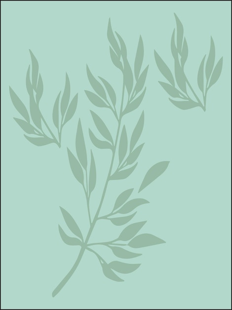 set of hand drawn tree branches with leaves botanical flowers floral hand drawn scandinavian style