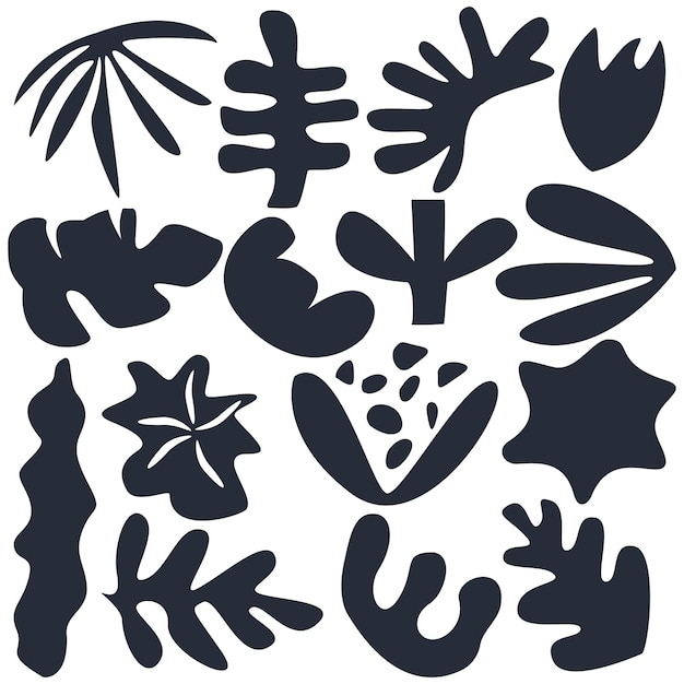 Set of hand drawn various shapes abstract elements Organic shapesAbstract flora