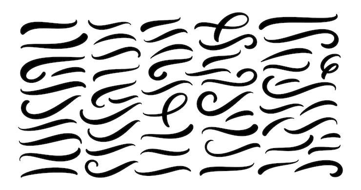 Vektör set of hand lettering underlines lines vector underline stroke design concept element collection