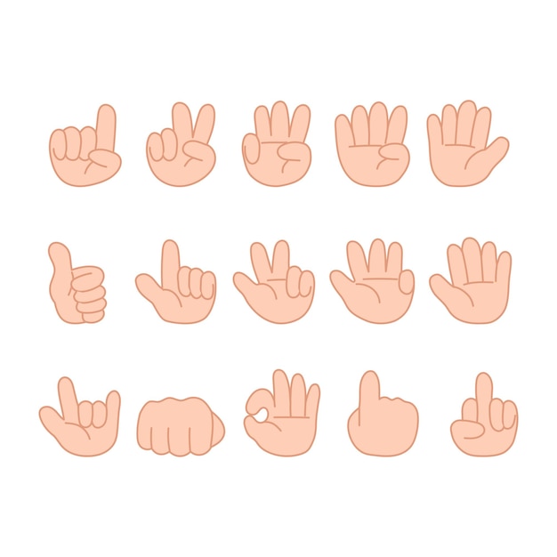 Set of hand pose cartoon style