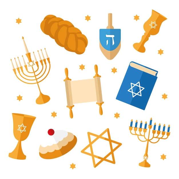 Set of hanukkah icons Vector illustration