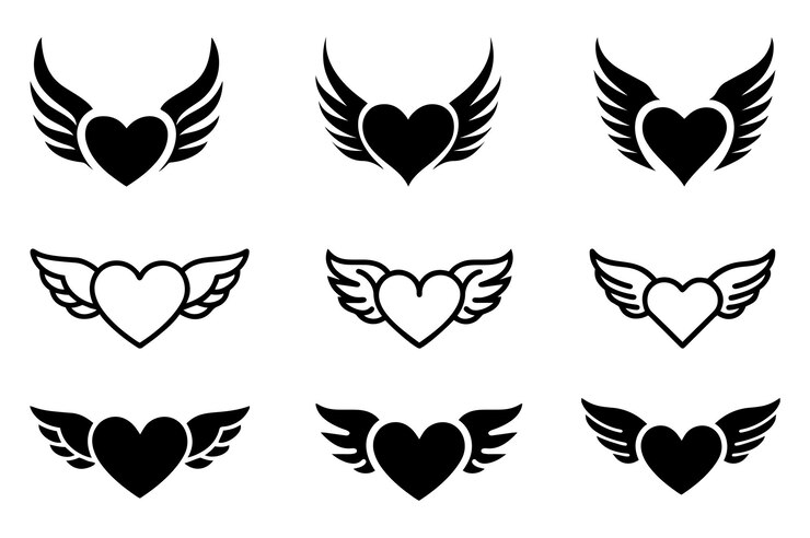 Vektör set of hearts icons black and white vector illustration isolated on white background