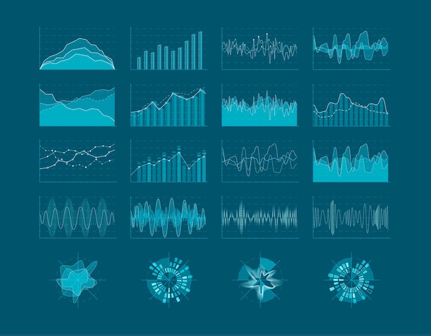 set of hud elements. futuristic user interface. infographic diagram statistic elements.  illustration