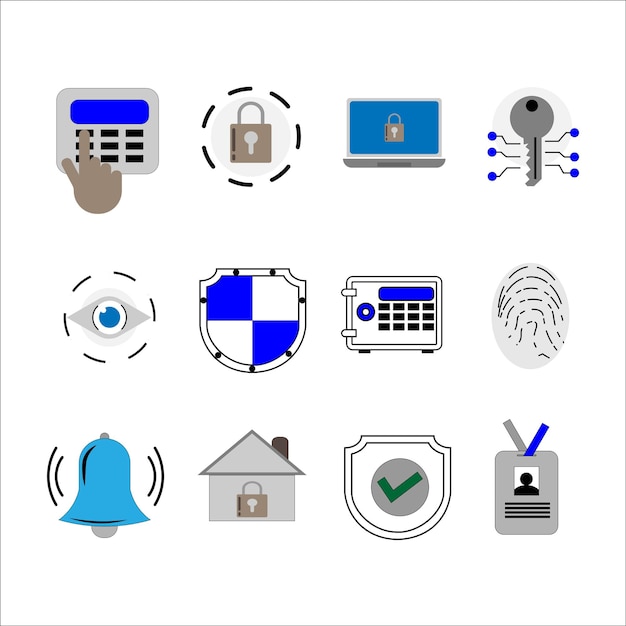 set of icon vector communication and security