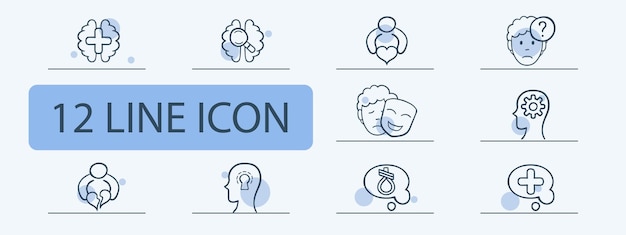 Set of icons representing mental support and assistance Empathy listening support icons set psychology help communication Pastel color background Vector 12 line icon for busines