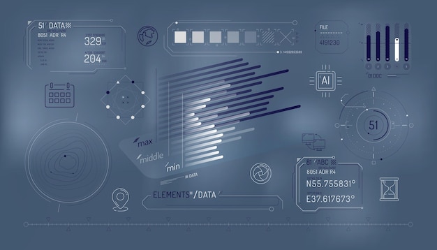 Set of infographic elements about data exchange and geolocation