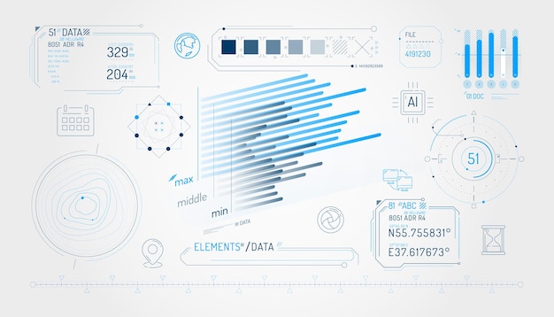 set of infographic elements about data exchange and geolocation