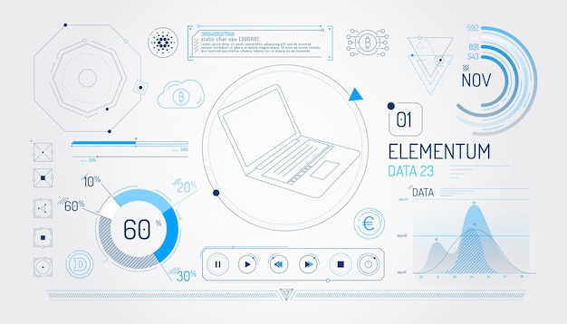 set of infographic elements about financial technology and cryptocurrencies