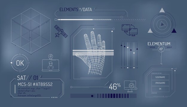 set of infographic elements about satellite internet and network security