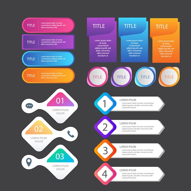 set of infographic elements data visualization vector design template can be used for steps option