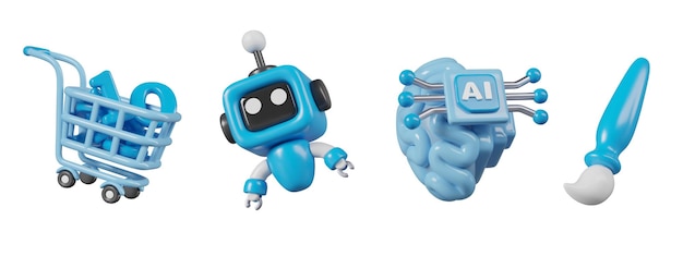 set of isolated icons for artificial intelligence devices programs and applications