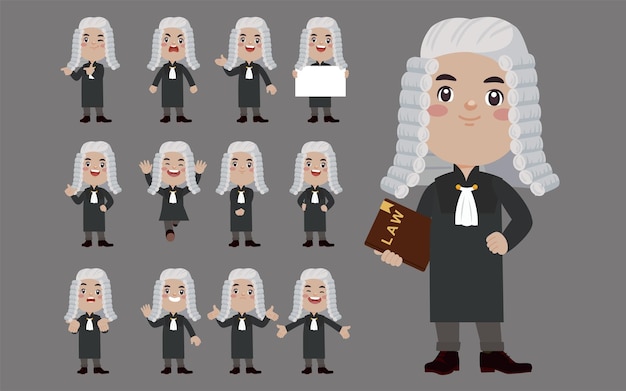 Set of judge with different poses