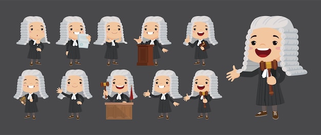 Set of judge with different poses