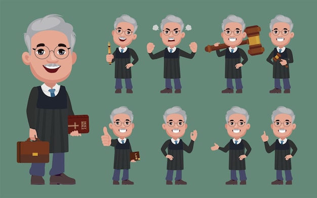 Set of judge with different poses