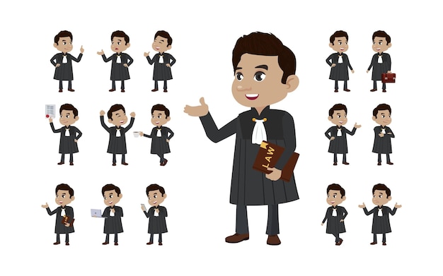 set of judge with different poses