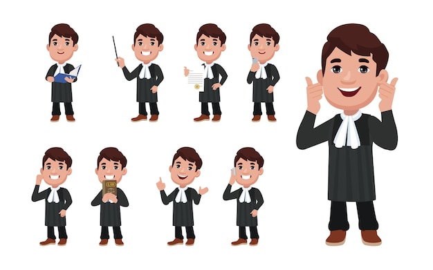 Set of judge with different poses