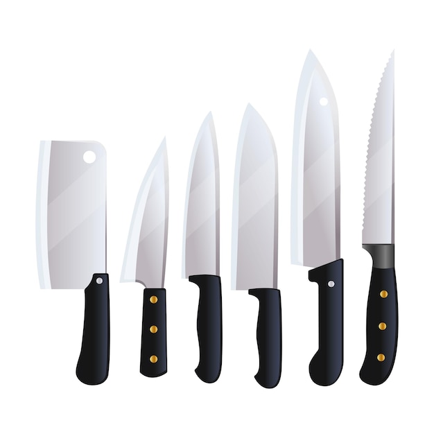 Set of Kitchen Knife Vector Illustration