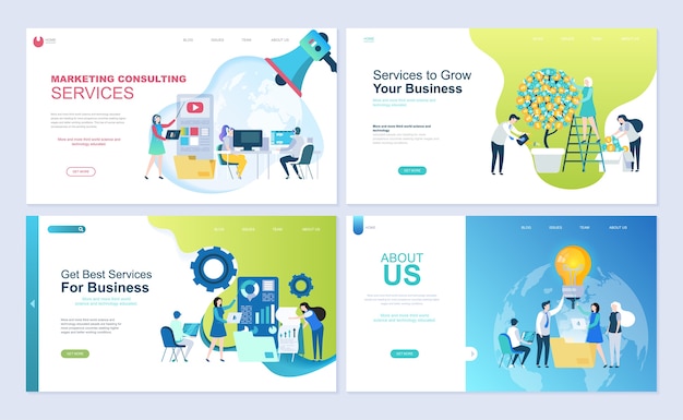 Set of landing page template for business, consulting, finance and marketing.