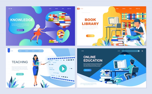 set of landing page template for education