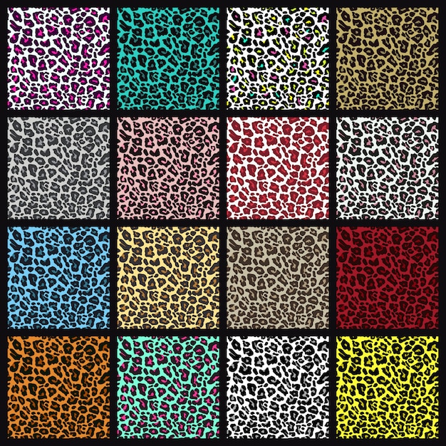 set of leopard seamless patterns