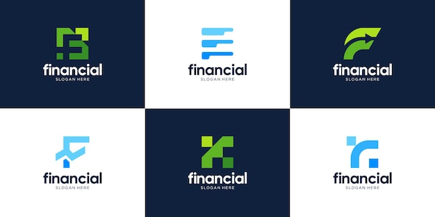 set of letter f financial logo design template
