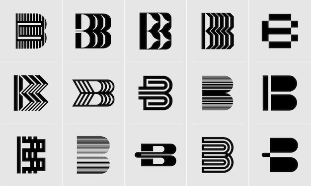 Set of letter mark B logo design