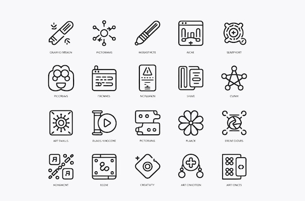 Set of Line Icons for UIUX Design and Data Visualization