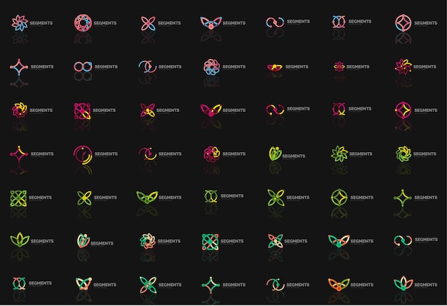 Set of linear abstract logos Swirl circle infinity loop and other concepts Logotype brand templates