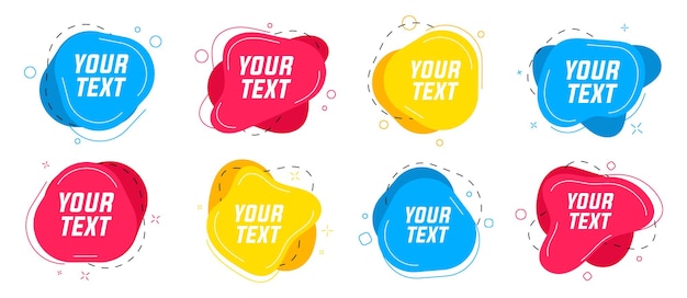 Set of liquid badges. Text liquid stickers collection
